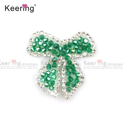 China newest 3D bowknot rhinestone hotfix applies patch iron on apparel WRPA-440 for sale