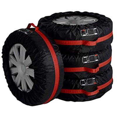 China Universal Sports Polyester Car Automobile Tire Storage Bag Automotive Tire Accessories Vehicle Wheel Protector 4Pcs Spare Tire Cover Case for sale