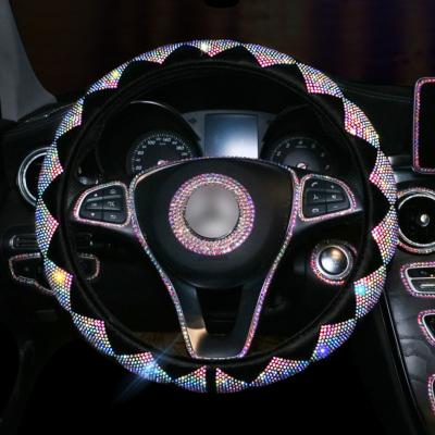 China Luxury Sports Crystal Colorful Rhinestone Car Steering Wheel Cover for sale