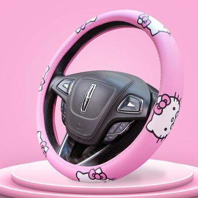 China Cartoon Kitty Cat Car Steering Wheel Cover Automatic Comfortable Anti-Skid for sale