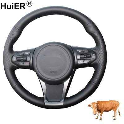 China Comfortable Hand Sewing Top Cow Leather Car Steering Wheel Cover for sale