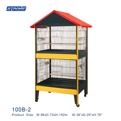 China Sustainable Large Metal Roof Handmade Bird Cage Top Pet Supplies With 100B-2 Wheels for sale