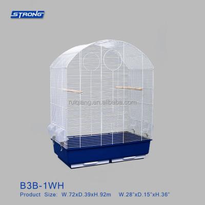 China Durable Folding Viable Iron Wire Bird Cage Parrot Bird Cage Pet Supplies With Wooden Perch B3B-1WH for sale