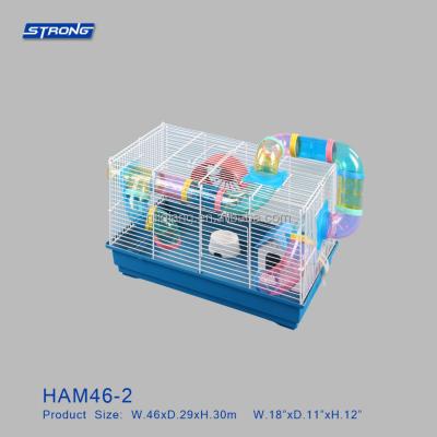 China Viable Colorful Luxury Antique Castle Top Cover Hamster Cage Plastic Pet Cage HAM46-2 for sale