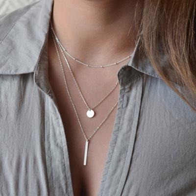 China LOW MOQ TRENDY Necklace Fashion Silver Chains Necklace Layered Necklace For Women for sale