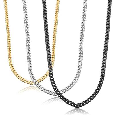 China Fashion Trendy Men's Cuban Link Necklace 2021 Tik Tok Hot Gold Plated Necklace Stainless Steel Necklace for sale