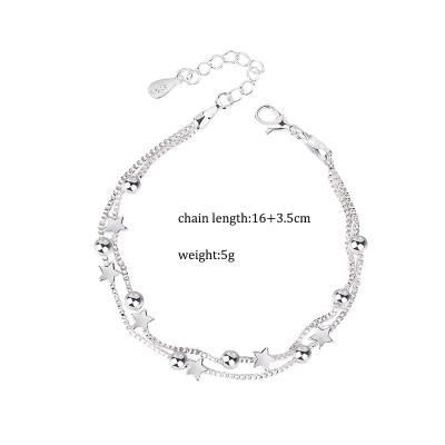 China 2021 BOHEMIA Fashion Simple Anklet Silver Star Layered Adjustable Ankle Chain Bracelet Anklet For Women for sale