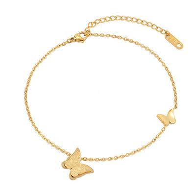 China 2021 Fashion BOHEMIA 2021 Gold Butterfly Simple Chain Anklet Adjustable Anklet Bracelet For Women for sale