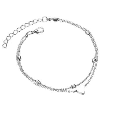 China BOHEMIA fashion simple anklet heart silver anklet layered adjustable chain anklet for women for sale