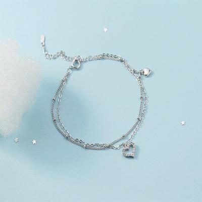 China BOHEMIA Ankle Chain Whimsical Elegant Heart Silver Layered Chain Anklet For Women for sale