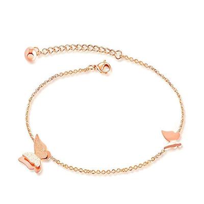 China Simple BOHEMIA Fashion Ankle Chain Rose Gold Beaded Anklet Btterfly Anklet For Women for sale