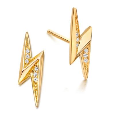 China TRENDY Popular Gemnel Shape 22ct Gold Stud Earring With CZ for sale