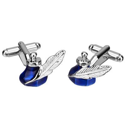 China 2021 Fashion Stainless Steel Cuff Links Europe Retro Cufflinks Mens Blue Trendy Cufflinks For Men for sale