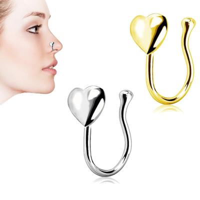 China Mens Womens High Quality Non Perforations Ear Cuff Clip On Nose Ring African Heart Shape Nose Cuff Nose Ring for sale