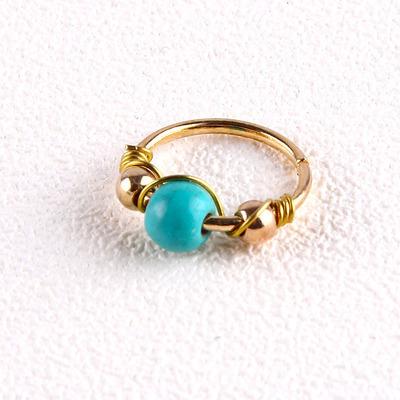 China 2021 New Arrival High Quality Turquoise Gold Winding Nose Ring Beads Nose Ring Nose Ring Hoop For Women for sale