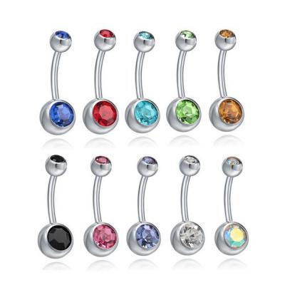 China Hotsale FASHIONABLE Stainless Steel Belly Button Ring Press Drill Zircon Belly Navel Piercing for dangling for shinny belly navel piercing for sale