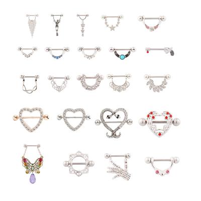 China Sc Jewelry Heart Nipple Piercing Rings Sexy Hot Sale Anti Allergy Surgical Steel Barbell Nipple Piercing Diamond Nipple Rings For Women for sale