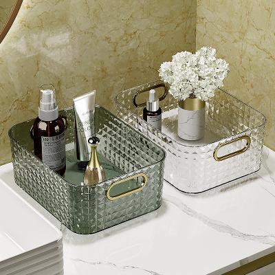 China Bathroom Kitchen Organizer Box Home Desktop Cosmetic Plastic Storage Box Snacks Sundries Storage Basket for sale