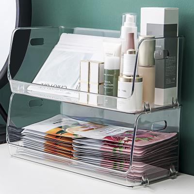 China Cosmetic Dustproof Clear Freshness Storage Box Face Mask Storage Organizer Clear Desk Bag Skin for Care Bathroom Shelf Dormitory for sale