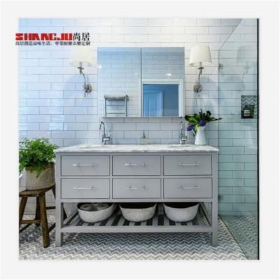 China Shangju Allibert Combined Wooden Bathroom Cabinet Low Moq Modern Multifunctional Vanity Cabinets for sale