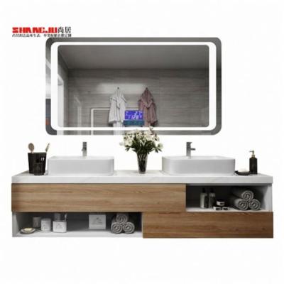 China Retro Baishan Modern Black Bedroom Vanity Hotel Shangju PVC Combo Bathroom Cabinet for sale