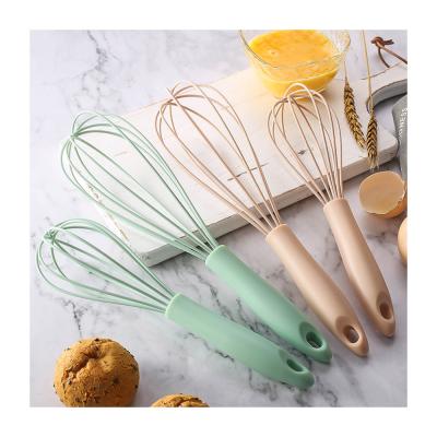 China Egg Handle Beater Stainless Steel Hand Held Plastic Silicone Beater Viable Manual Stirring Rod Kitchen Egg Tools for sale