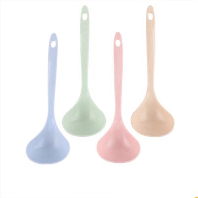 China Wholesale Viable Hot Spoon Long Handle Spoon Oatmeal Pot Tools Kitchen Plastic Spoon Wheat Straw for sale