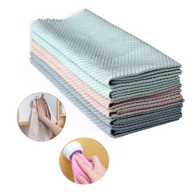 China 30*40cm Kitchen Viable Anti-grease Wiping Rags Efficient Fish Scale Cloth Cleaning Cloth for sale