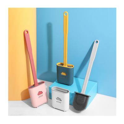 China Durable Hot Selling Long Handle Silicone Toilet Brush With Holder Wall Mounted Mutl-colors Toilet Brush for sale