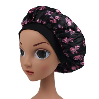 China Casual Children's Floral Design Sleep Hats Baby Elastic Hair Printed Silk Round Hats for sale