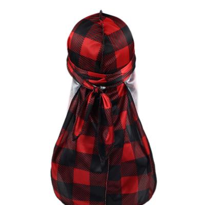 China European and American popular casual plaid strap pirate hat men's and women's scarf hip hop silk hat for sale