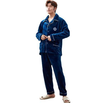 China Coral Men's Fashion Flannel Thermal Winter Casual Flannel Pajamas Warm Home Suit for sale