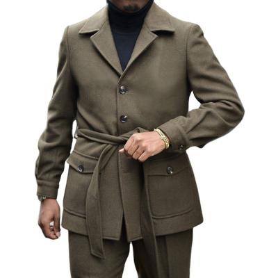 China Anti-wrinkle Fall/Winter Straight Mid Length Men Plus Size Lapel Woolen Trench Coat for sale