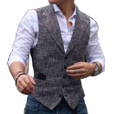 China 2021 Men's Fashion Trend Plaid Trim Leisure Casual Plus Size Vest Anti-Shrink for sale