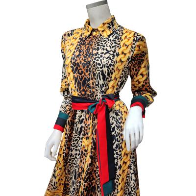 China New Women's Large Dubai Leopard Print Color Print Middle East Muslim Dress S-2XL for sale