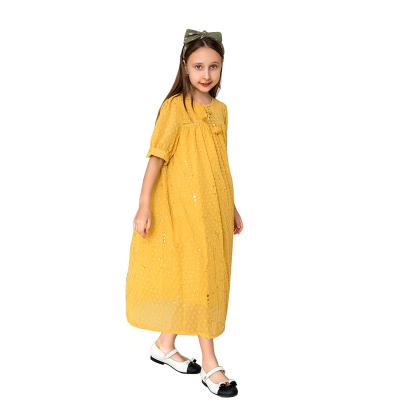 China Muslim parent-child wear Islamic gilt girls long skirt Middle Eastern loose swing girls dress long 6-16 for sale