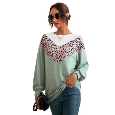 China Autumn/Winter Women's Casual Fashion Patchwork Leopard Print Long Sleeve Breathable Hoodie for sale