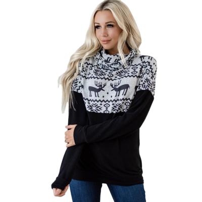 China Anti-pilling news winter women casual pullover christmas print plus fleece long sleeve pullover hoodie for sale