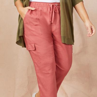 China 2021 Summer Nine Minutes Women Casual Cargo Pocket Anti-wrinkle Canvas Pant for sale