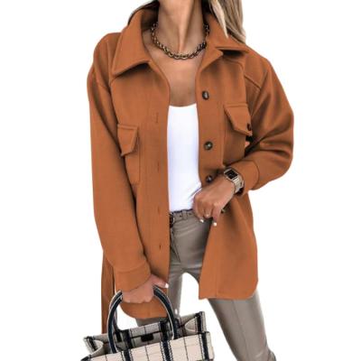 China Autumn/winter new women's color pure lapel long-sleeved viable buttoned woolen coat for sale