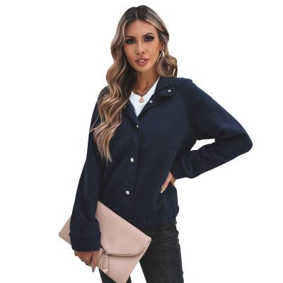 China European women's autumn and winter Anti-wrinkle new fashion and American stand collar cashmere sweater coat female pure color jacket for sale