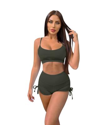 China 2021 QUICK DRY New Suspender Swimwear Summer Fashion Chest Wrap Rope Beach Top Shorts for sale