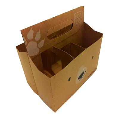 China Recycled Materials Kraft Corrugated Cardboard Beer Wine Carrier Six Pack Bottle Carriers for sale