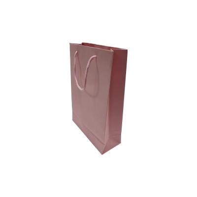 China Recycled Materials Color Paper Bag Small Size Pink Paper Shopping Bag With Handle for sale