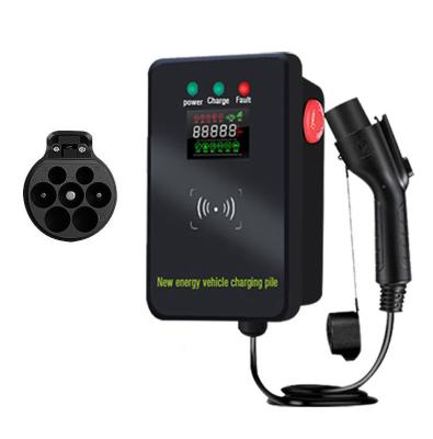 China Cyberpunk 8A-32A EV Charger Station 7KW Level 2 EV Charger Wallbox AC Charger 5m Electric Vehicle Charging Battery for sale