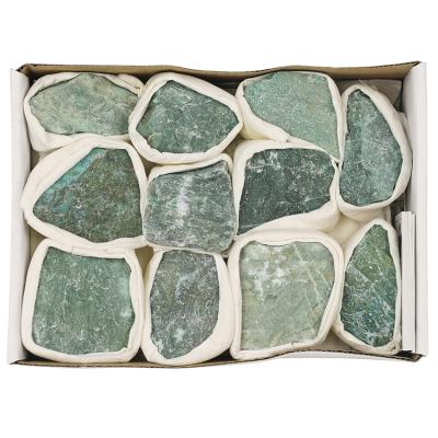 China Europe Top Selling Box Packing Raw Material Natural Green African Jade Stone Green Gemstone for sale