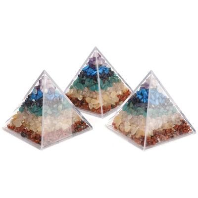 China Natural China Chakra Energy Stones With Box Acrylic Pyramid Crystals Divination Tumbled Stones for sale