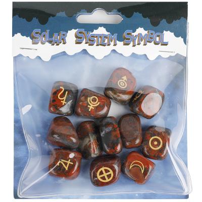 China 12pcs Europe Per Bag Solar System Symbol Engraved Natural Crystal Healing Stone Cherry Red Stones for sale