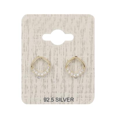 China FASHIONABLE Shiny Zircon 925 Sterling Silver Stud Earrings 925 sterling gold plated 18k stud earrings for sale