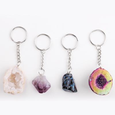 China Crystal Yase Natural Crystal Stone Quartz Gemstone Key Chain Agate Geode Jewelry Druzy Beads for sale